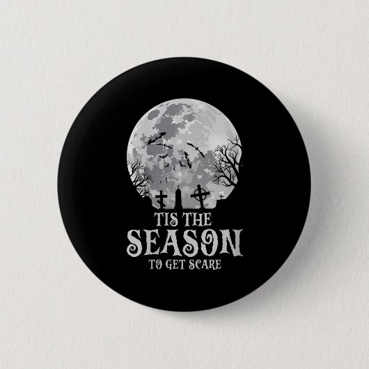 Womens Tis The Season Y Haunted Moon Creepy Hallow Button (Vorderseite)