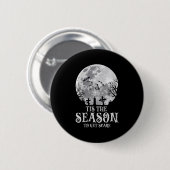 Womens Tis The Season Y Haunted Moon Creepy Hallow Button (Vorne & Hinten)