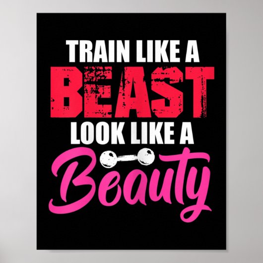 Womens Train Like A Look Like A Beauty Gym Workout Poster (Vorne)