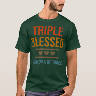 Womens Triple Blessed Grandma Of Three Grandkids G T-Shirt