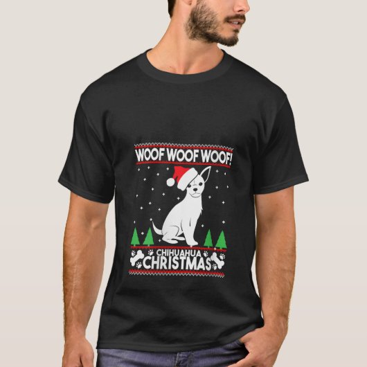 Womens Ugly Christmas Chihuahua Dog V Neck T-Shirt (Vorderseite)