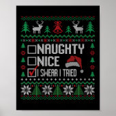 Womens Ugly Christmas List Funny Nice Naughty I Sw Poster (Vorne)