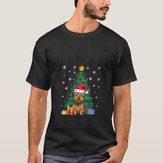 Womens Ugly Sweater Xmas Tree Lights Cairn Terrier T-Shirt (Vorderseite)