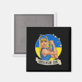 Womens Ukrainian Girl Ukraine Flag Merchandise Ukr Magnet (Vorderseite/Rückseite)