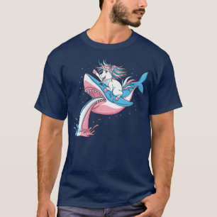 Womens Unicorn Reiten Trans Pride Shark Transgende T-Shirt