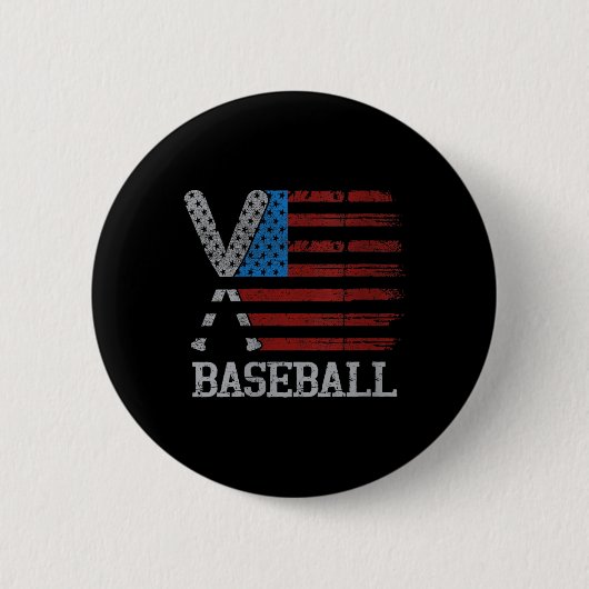 Womens Usa Flag Baseball Crossed Bats Baseball Pla Button (Vorderseite)