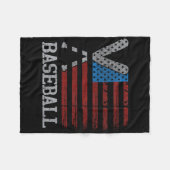 Womens Usa Flag Baseball Crossed Bats Baseball Pla Fleecedecke (Vorderseite (Horizontal))