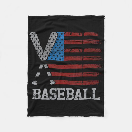 Womens Usa Flag Baseball Crossed Bats Baseball Pla Fleecedecke (Vorderseite)