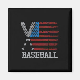 Womens Usa Flag Baseball Crossed Bats Baseball Pla Magnet