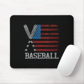 Womens Usa Flag Baseball Crossed Bats Baseball Pla Mousepad (Mit Mouse)