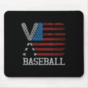 Womens Usa Flag Baseball Crossed Bats Baseball Pla Mousepad