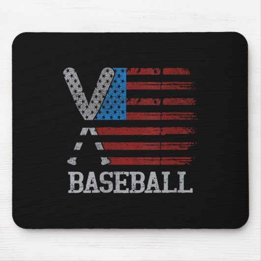 Womens Usa Flag Baseball Crossed Bats Baseball Pla Mousepad (Vorne)
