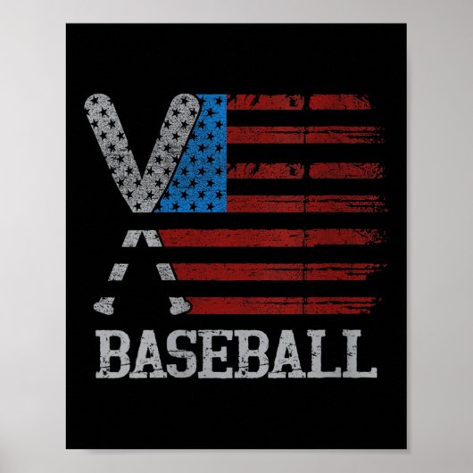 Womens Usa Flag Baseball Crossed Bats Baseball Pla Poster (Vorne)