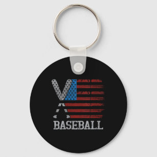 Womens Usa Flag Baseball Crossed Bats Baseball Pla Schlüsselanhänger
