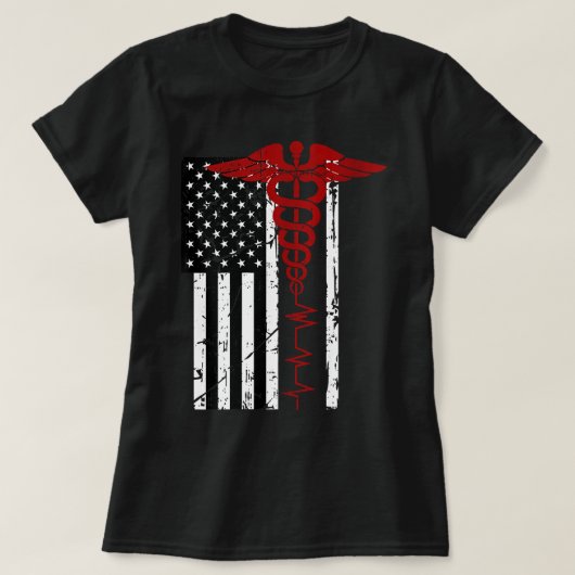 Womens USA Flaggen Medizinisches Symbol Black Patr T-Shirt (Design vorne)