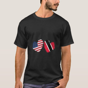 Womens Usa Trinidad And Tobago Flag Heart Trinbago T-Shirt