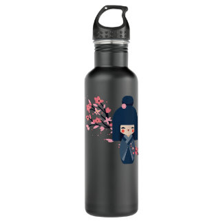 Womens Usaburo Kokeshi Puppe und japanische Sakura Edelstahlflasche