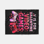 Women's V Is For Video Games Funny Valentines Game Fleecedecke (Vorderseite (Horizontal))