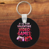 Women's V Is For Video Games Funny Valentines Game Schlüsselanhänger (Vorderseite)
