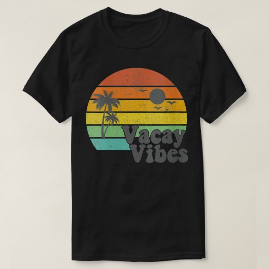 Womens Vacay Vibes Retro Beach Urlaub Sommerzeit Q T-Shirt (Design vorne)