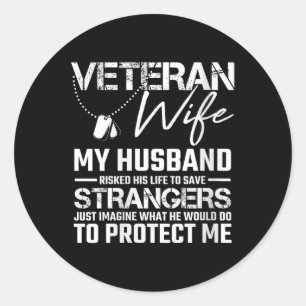 Womens Veteran Ehefrau Army Husband Soldier Sprich Runder Aufkleber