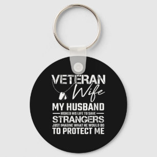 Womens Veteran Ehefrau Army Husband Soldier Sprich Schlüsselanhänger