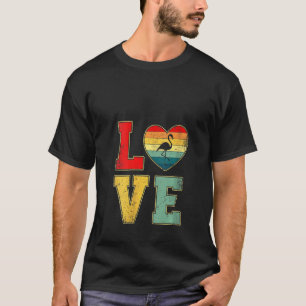 Womens Vintag Liebe Flamingo Retro 70er 80er Heart T-Shirt