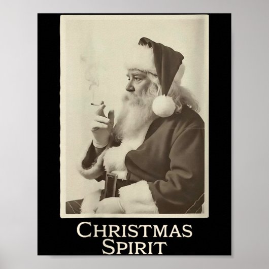 Womens Vintage Funny Smoking Santa Claus Christmas Poster (Vorne)