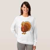 Women's Warm T-Shirt with a Cute Autumn Turkey Pri (Vorne ganz)