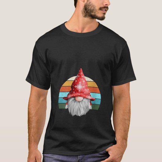 Womens Watercolor Gnome Santa Christmas Tree Light T-Shirt (Vorderseite)