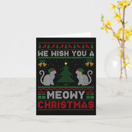 Womens We Wish You A Meowy Catmas Ugly Christmas S Karte (Gelbe Blume)