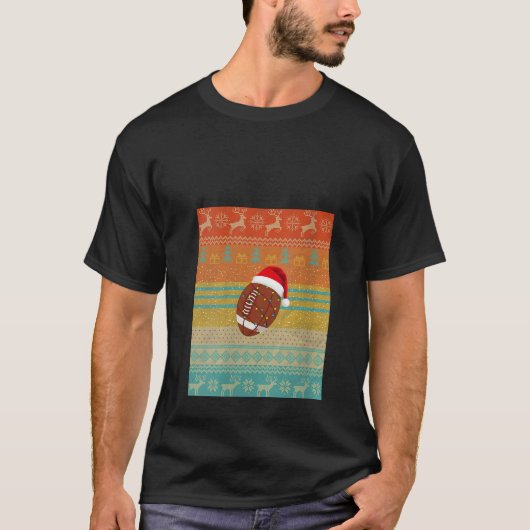 Womens Weihnachtsmannmütze Fußball Weihnachtslicht T-Shirt (Vorderseite)