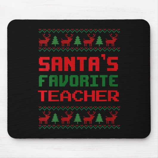Womens Weihnachtsmann's Lieblings-Lehrerin Ugly We Mousepad (Vorne)