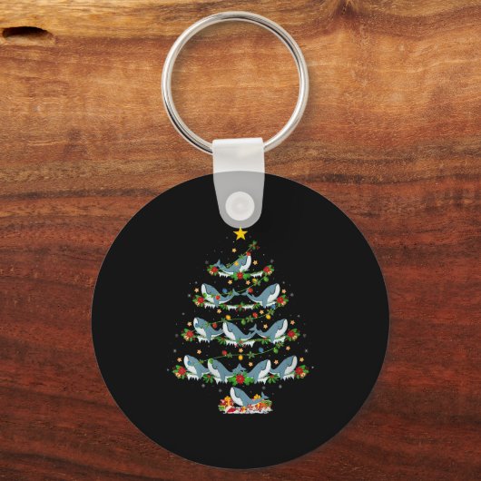 Womens Whale Christmas Tree Lights Funny Sea Anima Schlüsselanhänger (Vorderseite)