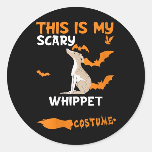 Womens Whippet Kostüm Halloween Lazy Scary Dog Runder Aufkleber (Vorderseite)