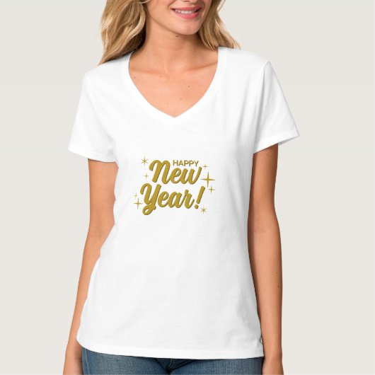 Women's white t-shirt - Happy New Year with an ele (Vorderseite)