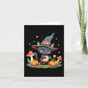 Womens Witchy Black Cat Watering Magische Pumpkins Karte