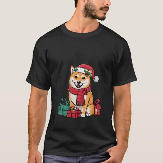 Womens Xmas Party Decoration Santa Shiba Inu Dog C T-Shirt (Vorderseite)