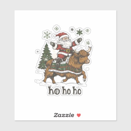 Womens Xmas Tree Lighting Santa Riding Highland Co Aufkleber (Blatt)