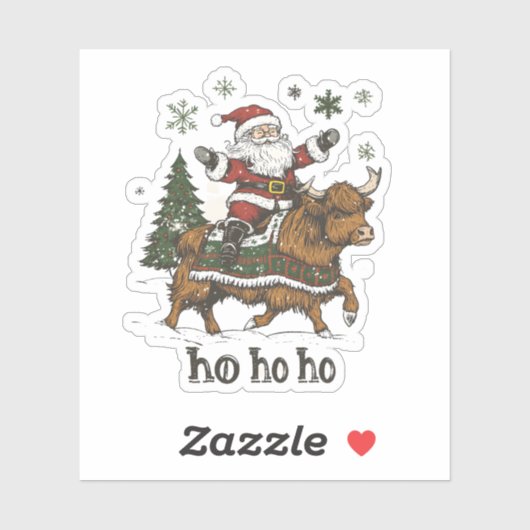 Womens Xmas Tree Lighting Santa Riding Highland Co Aufkleber (Blatt)