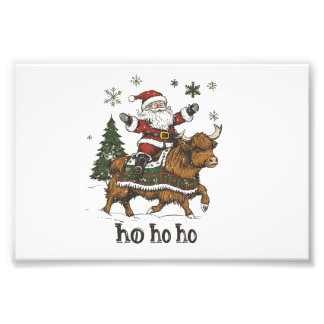 Womens Xmas Tree Lighting Santa Riding Highland Co Fotodruck