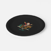 Womens Xmas Tree Lighting Santa Riding Highland Co Pappteller (Schrägansicht)