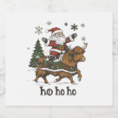 Womens Xmas Tree Lighting Santa Riding Highland Co Schaumweinetikett (Einzelnes Label)