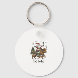 Womens Xmas Tree Lighting Santa Riding Highland Co Schlüsselanhänger