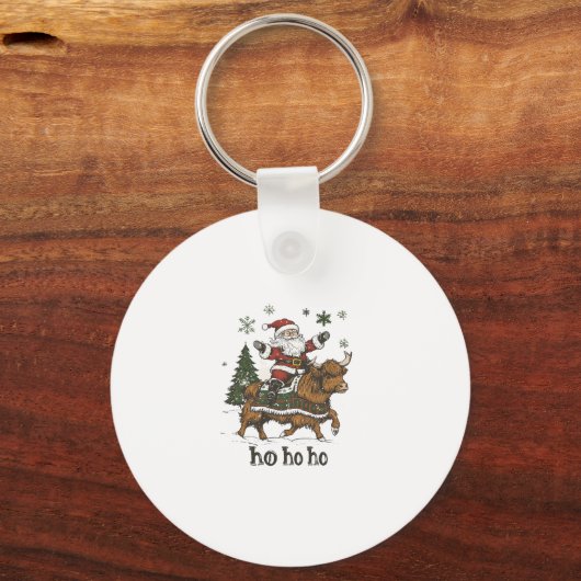 Womens Xmas Tree Lighting Santa Riding Highland Co Schlüsselanhänger (Vorderseite)