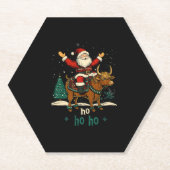 Womens Xmas Tree Lighting Santa Riding Highland Co Untersetzer (Vorderseite)