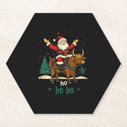 Womens Xmas Tree Lighting Santa Riding Highland Co Untersetzer (Vorderseite)