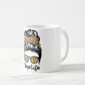 Womens Yaya Life Messy Bun Hair Funny Leopard Yaya Kaffeetasse (VorderseiteRechts)