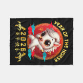 Womens Year Of The Horse 2026 Cute Chinese Lunar N Fleecedecke (Vorderseite (Horizontal))