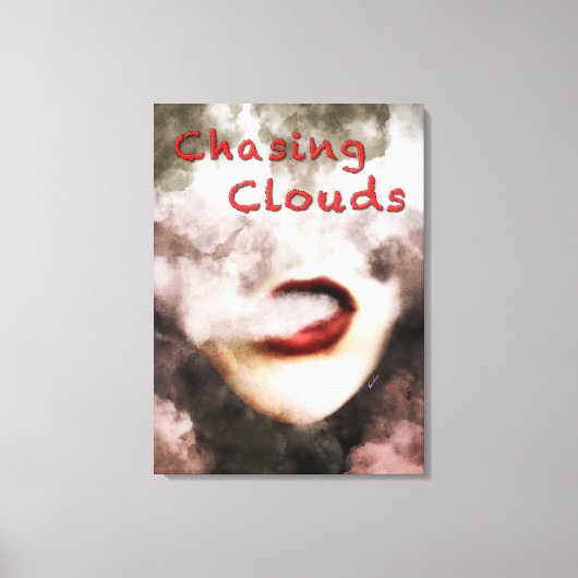 Womit Lips Clouds Vape Grunge Wrapped Canvas Leinwanddruck (Vorderseite)